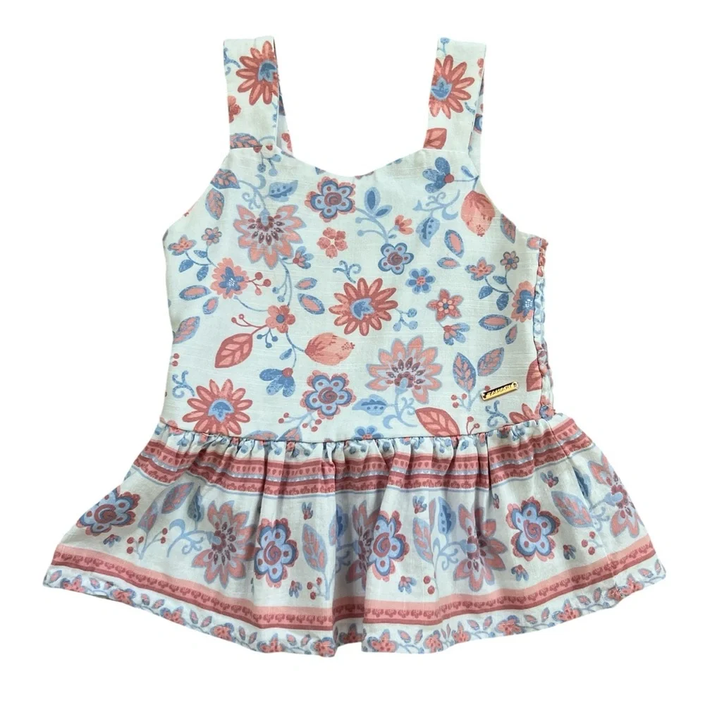 Tahari Girl's Two Piece Floral Peplum‎ Outfit Size 5 Girls